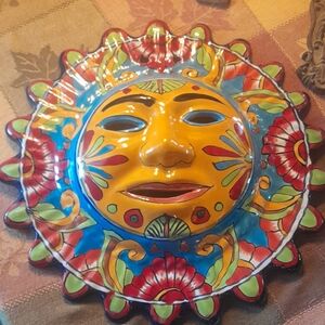 TALIVERA Vibrant Sun Face Ceramic Wall Decor